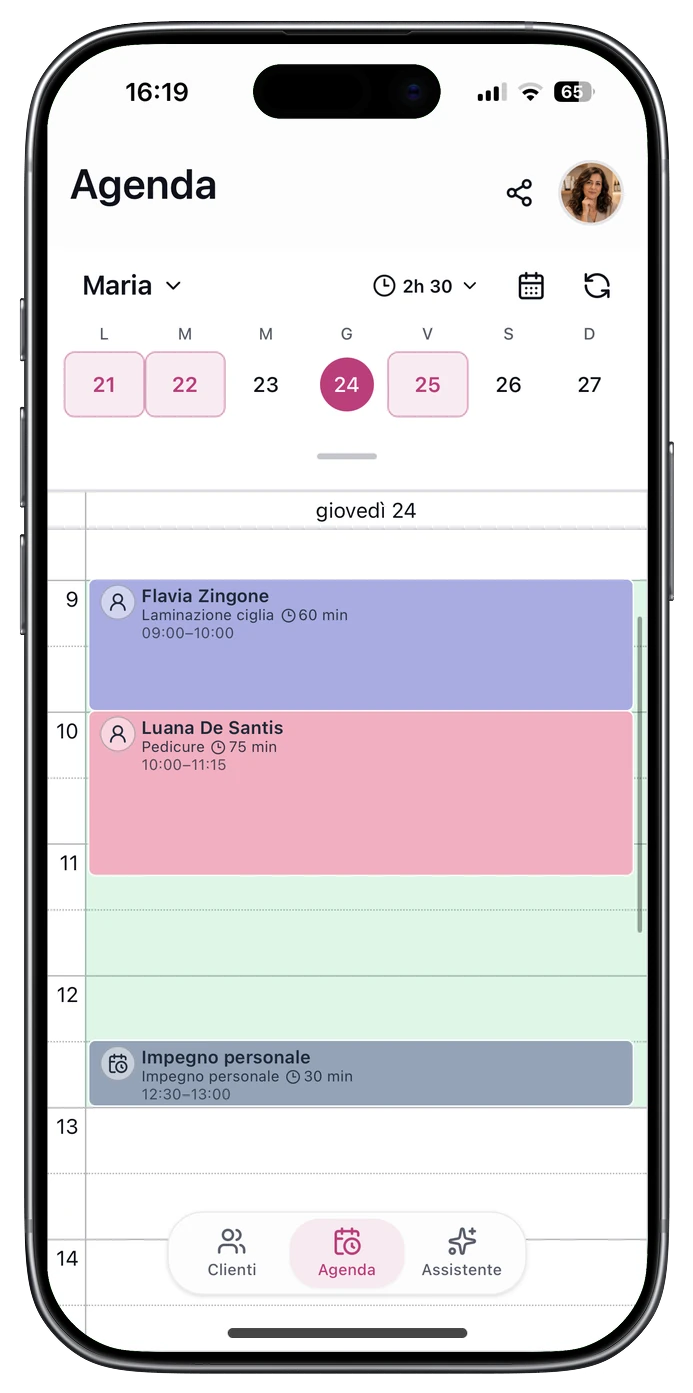 Agenda operativa di Maria Lab Beauty